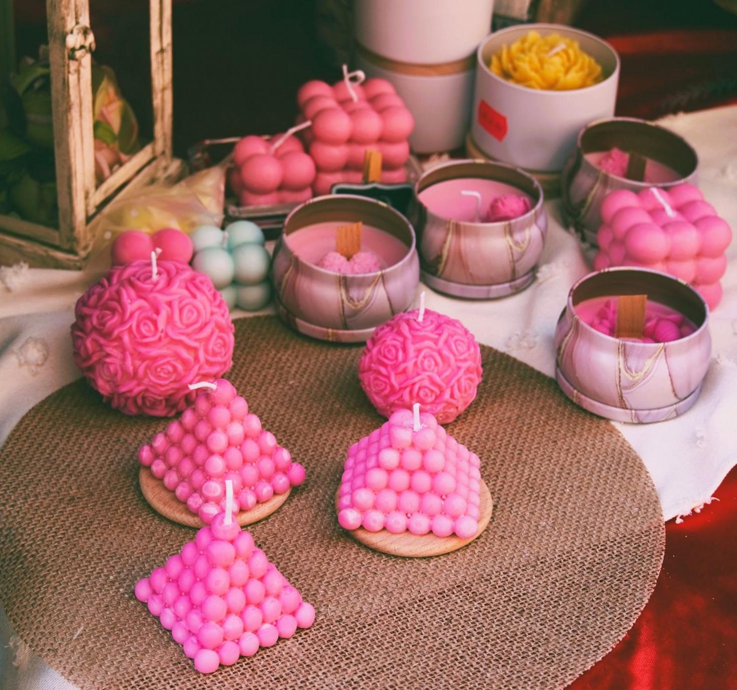 Vibrant Pink Candle Set